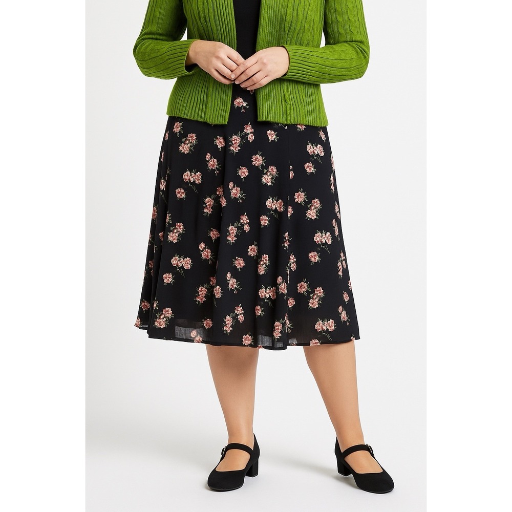 Women Skirt Dressy Office Church Flowy Floral‎  Size Medium l Christopher Banks